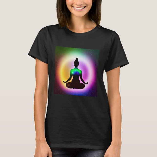 Yoga Girl Female Sun Salutation Meditation Chakra  T-Shirt (Front)