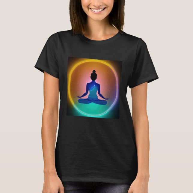 Yoga Girl Female Sun Salutation Meditation Chakra  T-Shirt (Front)