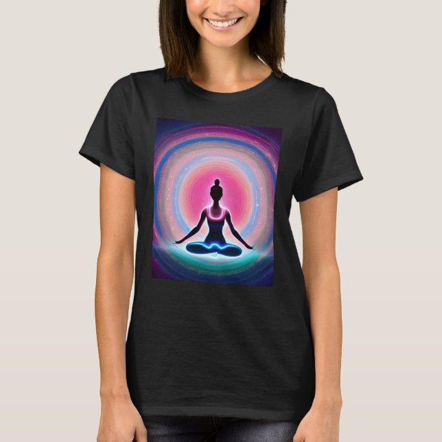 Yoga Girl Female Sun Salutation Meditation Chakra  T-Shirt (Front)