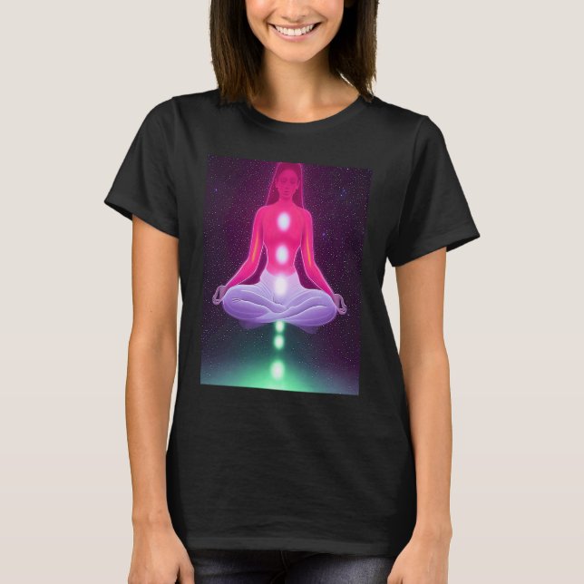 Yoga Girl Female Sun Salutation Meditation Chakra  T-Shirt (Front)