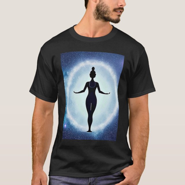 Yoga Girl Female Sun Salutation Meditation Chakra  T-Shirt (Front)