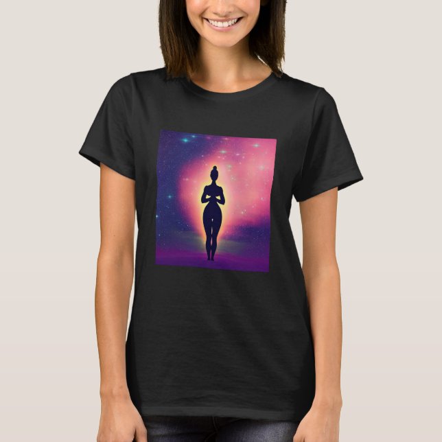 Yoga Girl Female Sun Salutation Meditation Chakra  T-Shirt (Front)