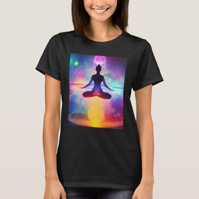 Yoga Girl Female Sun Salutation Meditation Chakra  T-Shirt (Front)