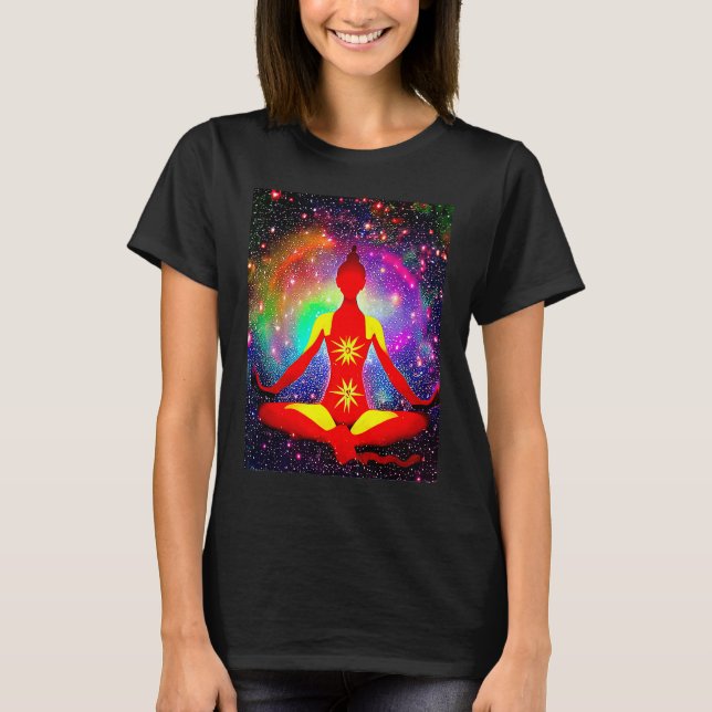 Yoga Girl Female Sun Salutation Meditation Chakra  T-Shirt (Front)
