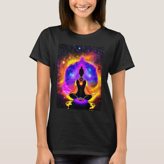 Yoga Girl Female Sun Salutation Meditation Chakra  T-Shirt (Front)