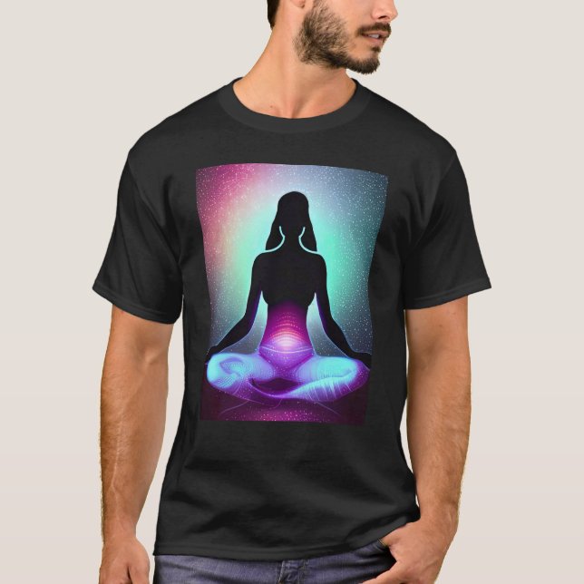 Yoga Girl Female Sun Salutation Meditation Chakra  T-Shirt (Front)