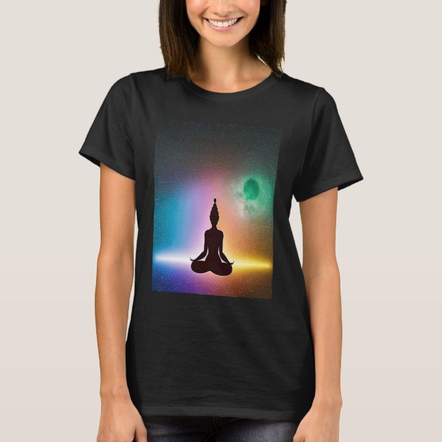 Yoga Girl Female Sun Salutation Meditation Chakra  T-Shirt (Front)