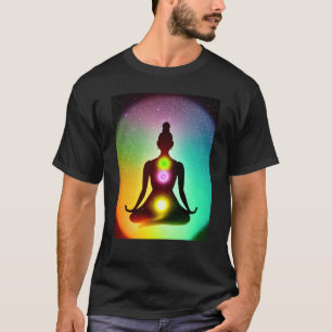 Yoga Girl Female Sun Salutation Meditation Chakra  T-Shirt