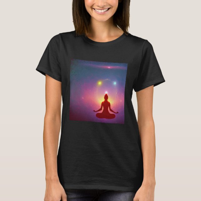 Yoga Girl Female Sun Salutation Meditation Chakra  T-Shirt (Front)