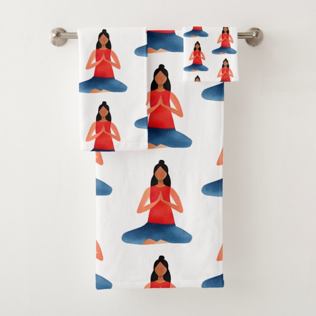 Yoga girl Meditation Namaste  Bath Towel Set (Insitu)