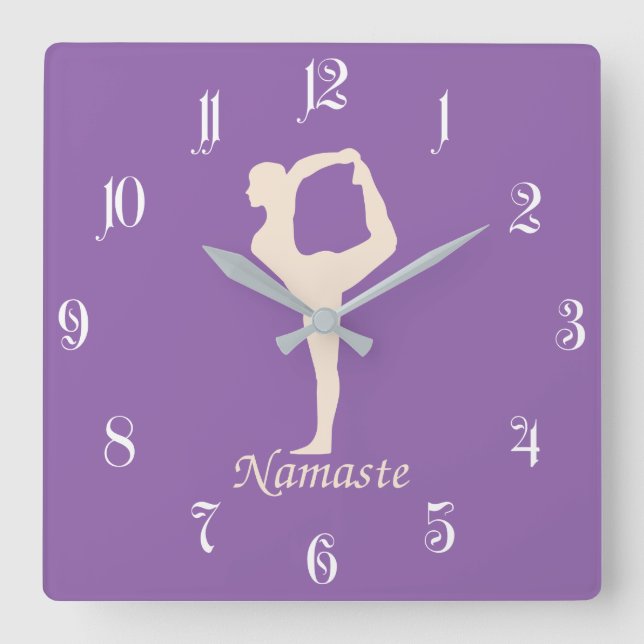 Yoga girl square wall clock (Front)