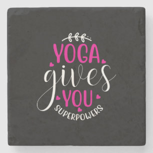 Yoga Gives Me Superpower Stone Coaster