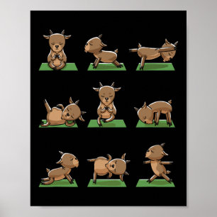 Yoga Goats Pose Funny Meditation Exercise Animal L Poster