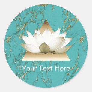 Yoga Gold Lotus Modern Turquoise & Gold Marble Classic Round Sticker