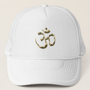 Yoga gold metallic Om Hindu Buddhist Symbol modern Trucker Hat