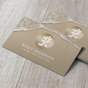 Yoga Gold Om Symbol Classy Beach Sand & Water Business Card