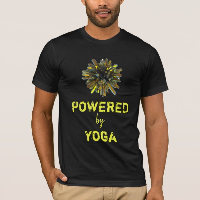 *~* Yoga Gold Yellow Crystal Sphere Men Black T-Shirt (Front)