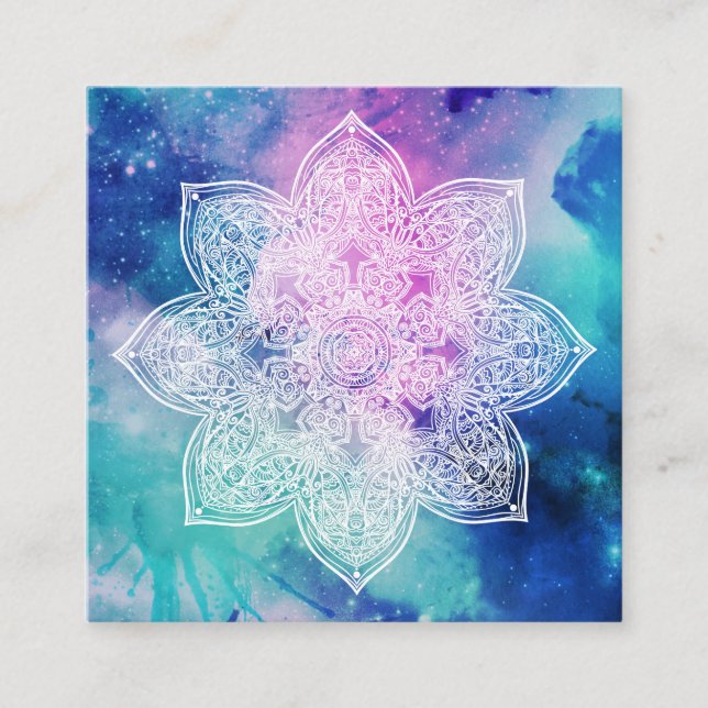 *~* Yoga Healer Mandala Universe Celestial Nebuala Square Business Card (Front)