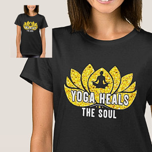 Yoga Heals the Soul Gold on Black          T-Shirt