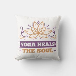 Yoga Heals The Soul Quote Lotus Flower Zen Cushion