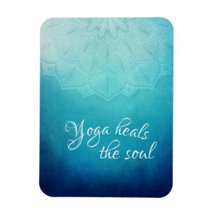 Yoga Heals the Soul Text with Blue Mandala Magnet