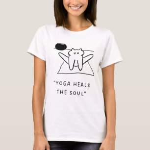 Yoga Heals the Soul Yoga Cat Illustration T-Shirt