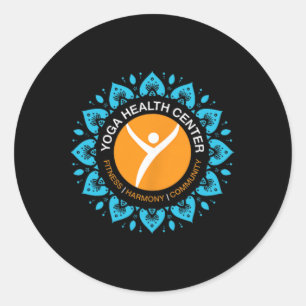 Yoga Health Centre Happy Starts Here Design Classic Round Sticker