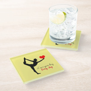 Yoga Heart & Love your day, Every day / Yogini Glass Coaster