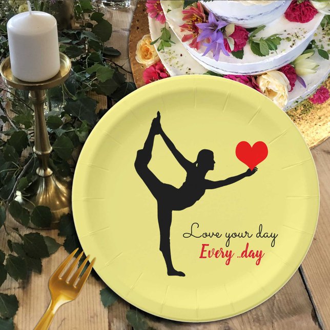 Yoga Heart & Love your day, Every day / Yogini Pap Paper Plate (Creator Uploaded)