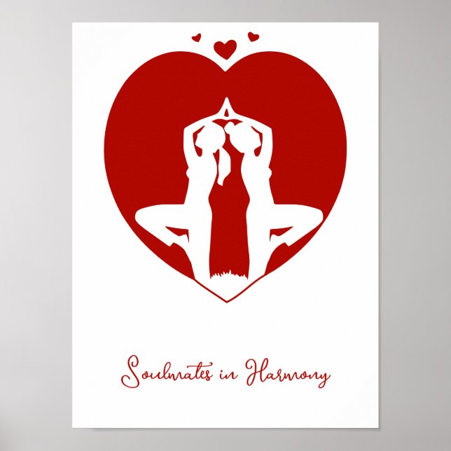 Yoga Heart Silhouette Personalised Poster (Front)