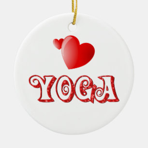 Yoga Hearts Ceramic Ornament