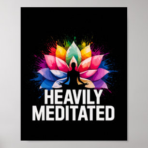 Yoga Heavily Meditated Lotus Flower Watercolor Zen Poster