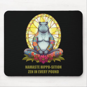 Yoga Hippo In Meditation Pose, Peaceful Zen In Eve Mouse Pad