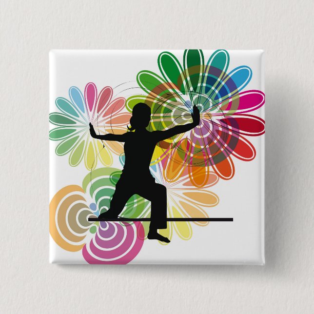 Yoga illustration 15 cm square badge (Front)
