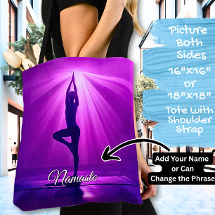 Yoga in Pink Purple Light - Add Name or Your Text  Tote Bag