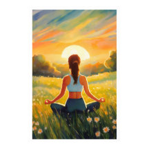 Yoga in the field at sunset