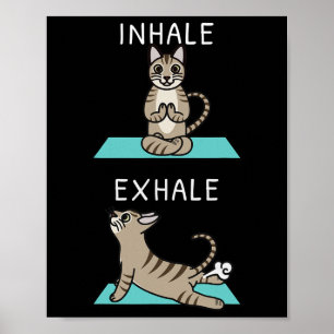 Yoga Inhale Exhale Devon Rex Cat Pet Poster