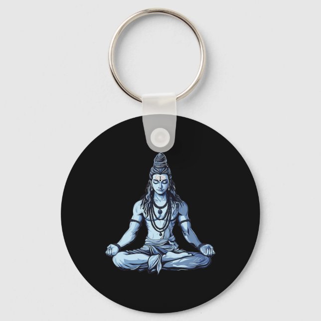 Yoga Inspired Shiva Mahadev Sitting Pose For Hindu Key Ring (Front)