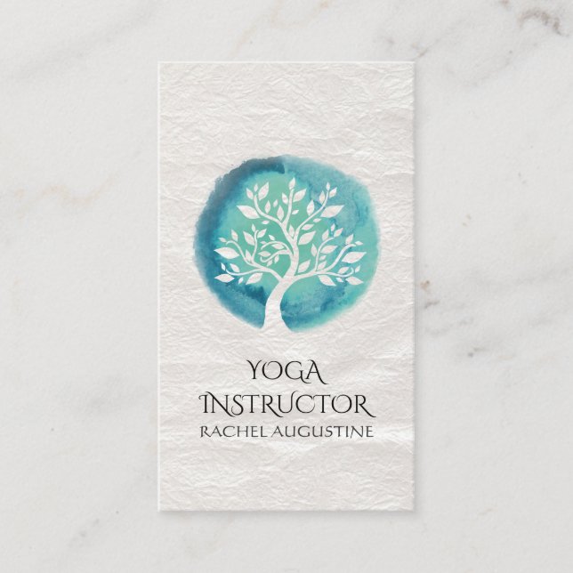 YOGA Instructor Appointment Modern Watercolor Tree (Front)