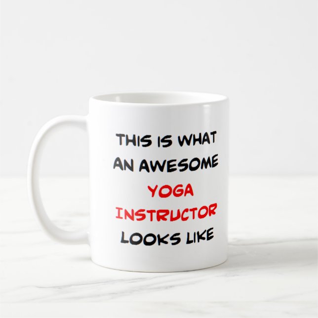 yoga instructor, awesome coffee mug (Left)