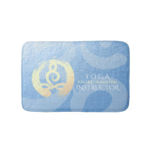 Yoga Instructor Blue & Gold Meditation Pose ZEN OM Bath Mat