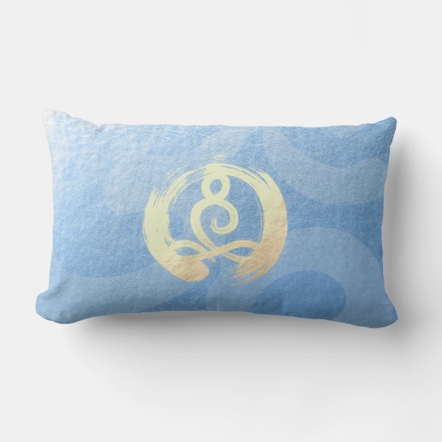 Yoga Instructor Blue & Gold Meditation Pose ZEN OM Lumbar Cushion (Front)