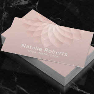Yoga Instructor Blush Rose Gold Spiral Lotus Business Card