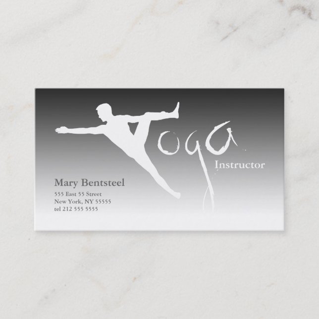 Yoga Instructor Business Card Grey Silver (Front)