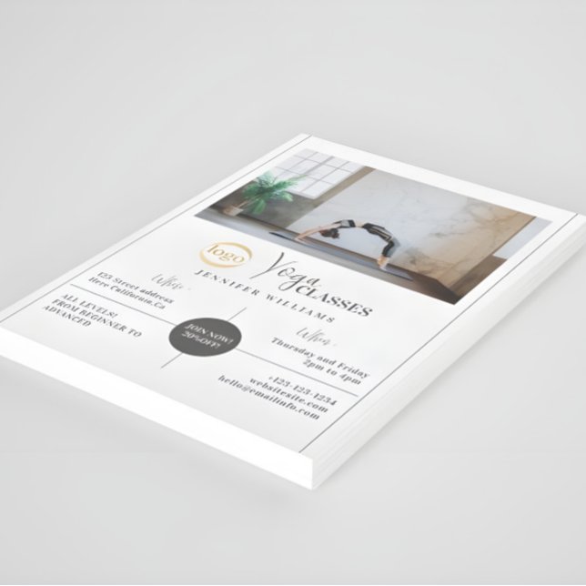 Yoga Instructor Classes Custom Photo Logo Modern Flyer (Creator Uploaded)