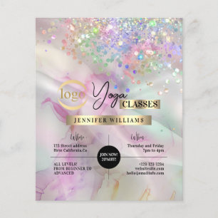 Yoga Instructor Classes Logo Marbled Watercolor Flyer