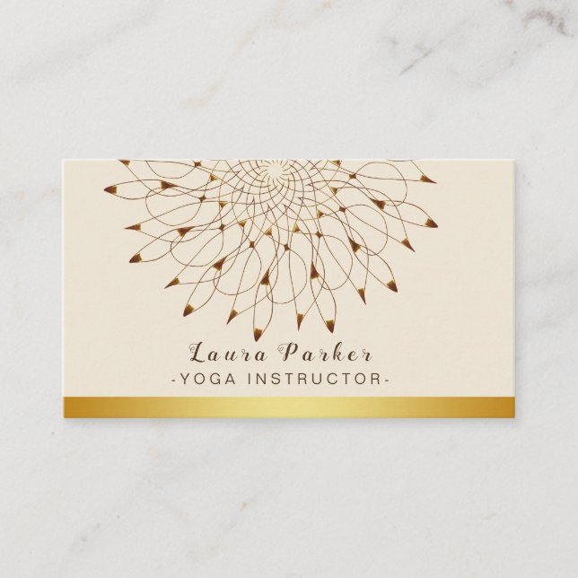Yoga Instructor Classic Mandala Lotus Floral Business Card (Front)