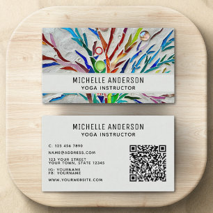 Yoga Instructor Colourful Modern QR Code Business Card