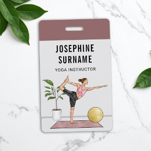 Yoga Instructor Dancer Pose Meditation Trainer ID Badge