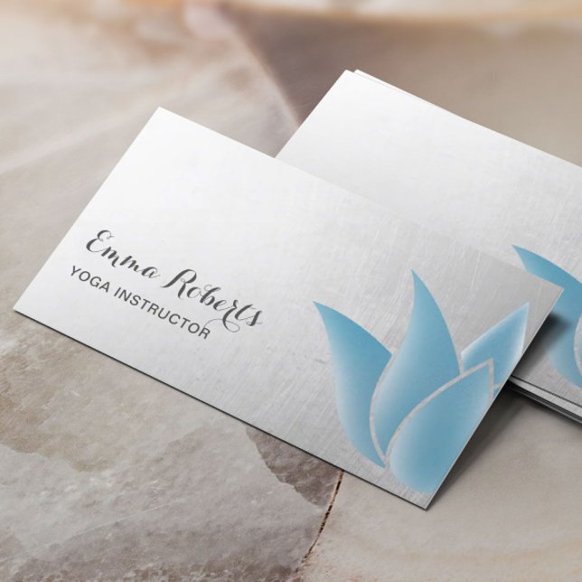 Yoga Instructor Elegant Blue Lotus Healing Spa Business Card (Creator Uploaded)